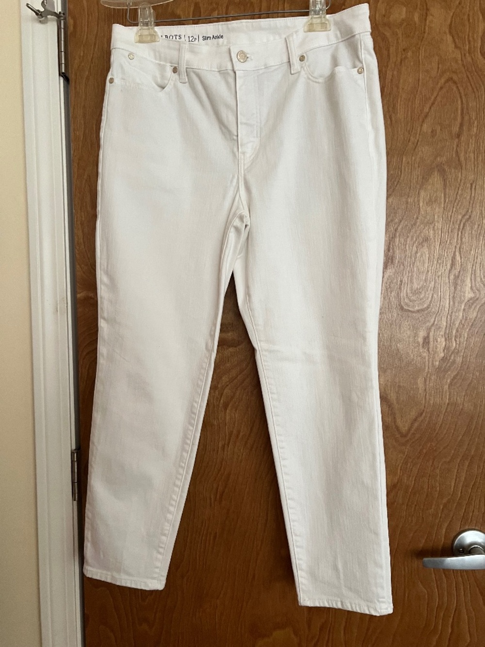 TALBOTS Slim Ankle Jeans, White, Sz 12P
